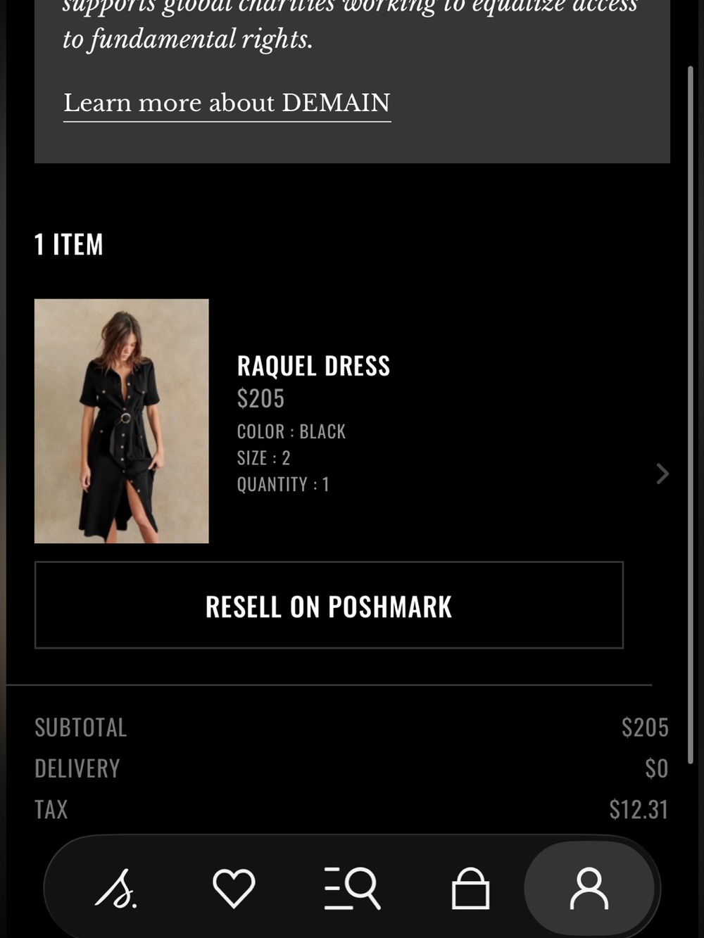 Sezane Black Button-Front Midi Dress with Belt - Picture 8 of 8